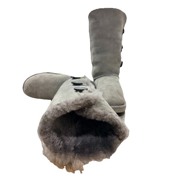 Ugg Australia Boots Women 7M Bailey Triplet Button II Shoes Gray Suede Tall Snow - Picture 4 of 5